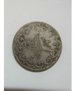 Antique 1876 AH1293 Turkish Ottoman Silver Coin 20 Kurush, 37mm - $176.71 CAD