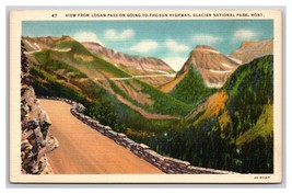 Going To The Sun Autostrada Glacier National Park Montana MT Unp Lino Cartolina - £3.53 GBP