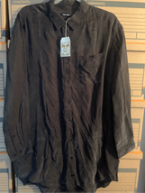 OBEY NEW Button Down Shirt-Black Long Sleeve Velour Mens Streetwear Medium - $13.27