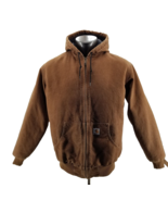 Carhartt Hooded Womans Jacket Large Brown  Canvas Quilt Lined WJ130 USA ... - £88.07 GBP