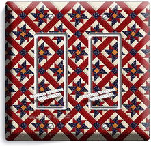 COUTRY QUILTED BLANKET PATTERN DOUBLE GFI LIGHT SWITCH COVER PLATE ROOM ... - £8.75 GBP