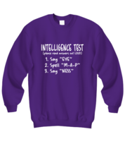 Funny Sweatshirt Intelligence Test Purple-SS  - £22.92 GBP