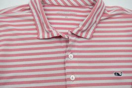 GORGEOUS Vineyard Vines Pink and White Stripe Poly Golf Polo Shirt Pine ... - £21.57 GBP