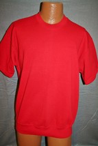 Vintage 80s Jerzees Short Sleeve 50/50 Blank Red Sweatshirt L Vtg - £21.03 GBP