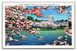 Capitol Building Through Cherry Blossoms Washington DC UNP Linen Postcard Y11 - £2.33 GBP