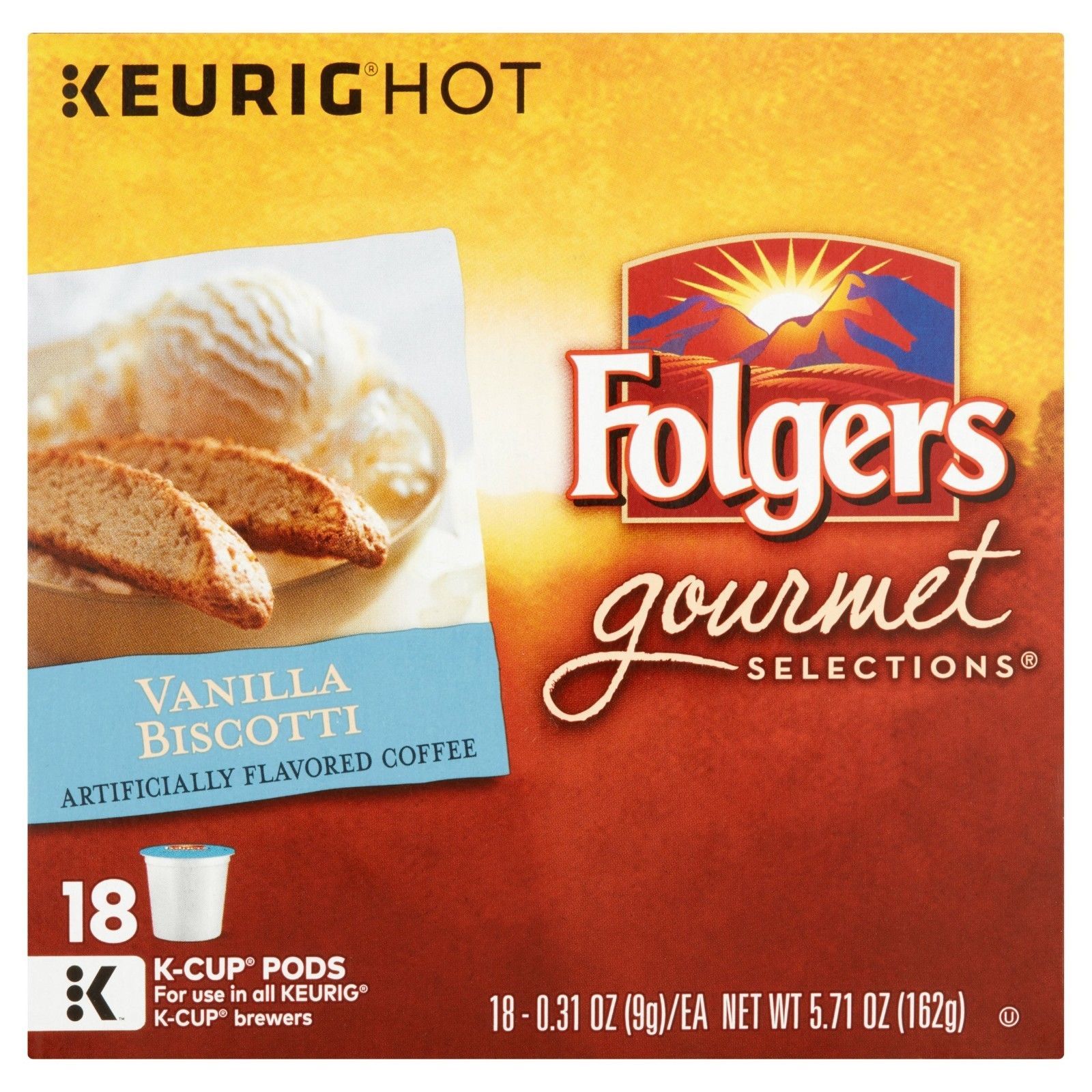 Folgers French Vanilla Biscotti Coffee 18 to 144 Keurig K cup Pods Pick Quantity - $24.89 - $109.89