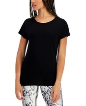 allbrand365 designer Womens Activewear Scoop-Neck T-Shirt,Noir Size X-Small - £17.06 GBP