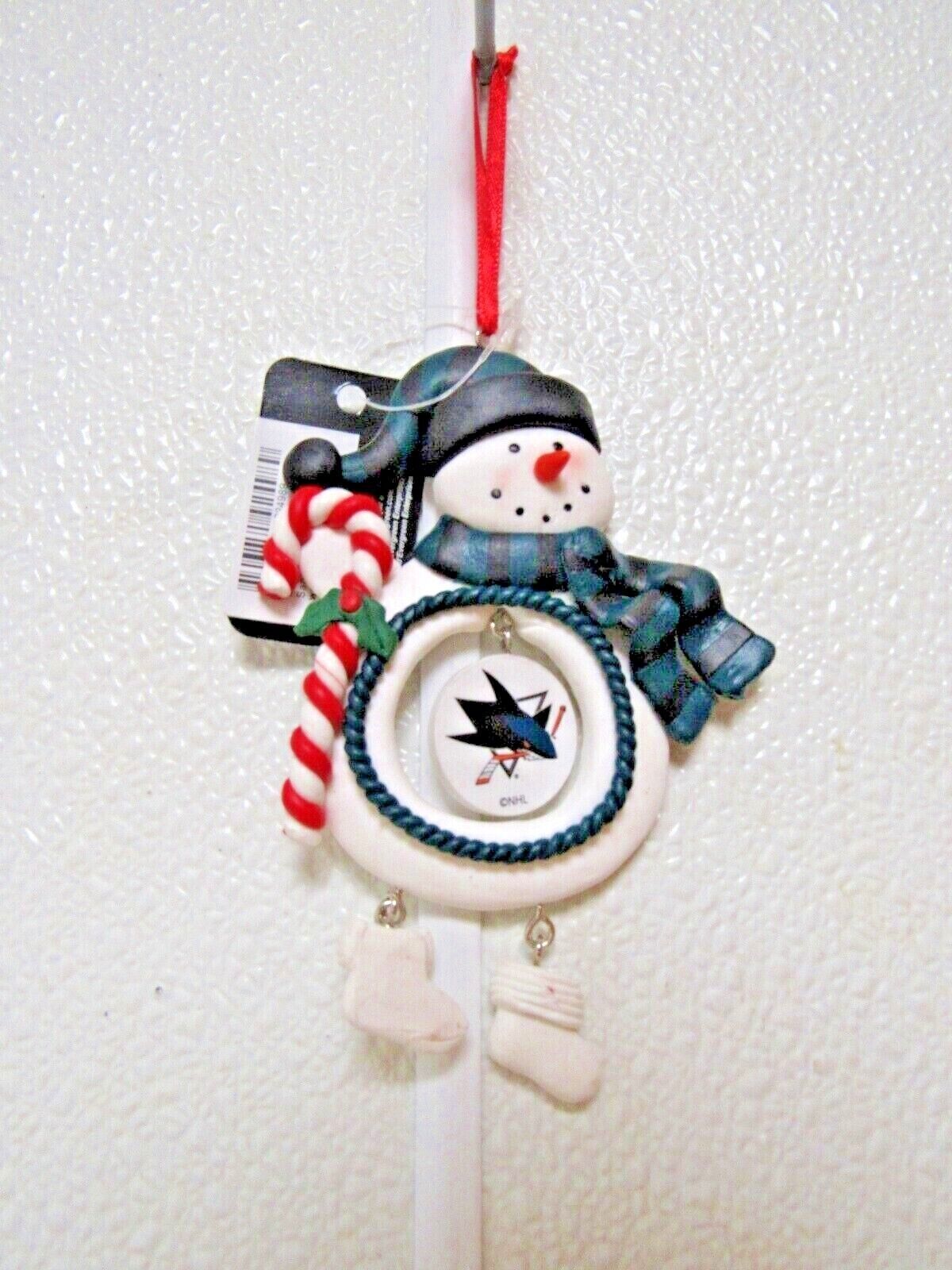 NHL San Jose Sharks Clay Dough Snowman Christmas Ornament by Team Sports America - $12.99