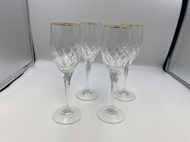 Set of 4 Mikasa Crystal PREVIEW GOLD Wine Glasses - £86.13 GBP