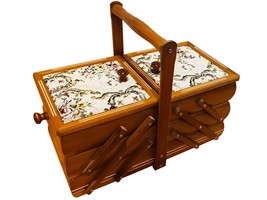 Sewing box made from wood, wooden jewelry casket, decorative expandable box - £83.93 GBP