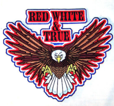 RED WHITE TRUE JUMBO JACKET BACK PATCH eagle #003 - $13.64
