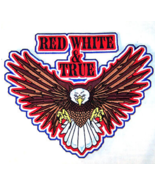 RED WHITE TRUE JUMBO JACKET BACK PATCH eagle #003 - $13.64