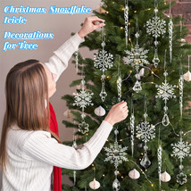 10pcs Christmas Tree Hanging Pendants Acrylic Ice Strip Snow Ceiling Xmas Orname - £6.01 GBP