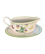 Studio Nova Gravy Boat with Under Plate Garden Bloom Butterflies Green Trim - $445.00 MXN