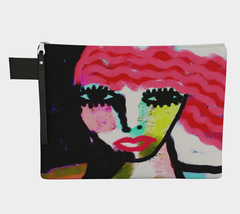 Funky Abstract Face Canvas Zipper Pouch Cosmetics Bag Wristlet Clutch Purse  - £35.39 GBP