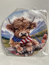 Highland Cow Wearing American Flag Bandana - $333.13 MXN