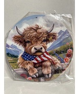 Highland Cow Wearing American Flag Bandana - €15,12 EUR