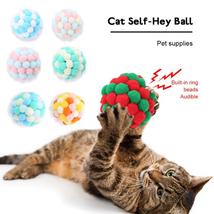 1 PC Pet Supplies Cat Self-excited Ball Funny Cat Ball Plush Bell Ball Multicolo - £7.73 GBP