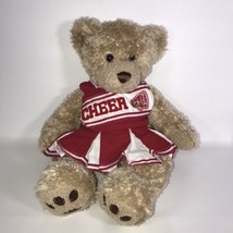 Build A Bear BAB Blonde Lt Brown Bear Plush w/ Red &amp; White Cheerleader Outfit  - £14.34 GBP