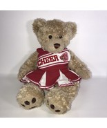 Build A Bear BAB Blonde Lt Brown Bear Plush w/ Red &amp; White Cheerleader O... - £14.15 GBP