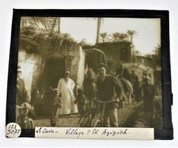 XRARE: ~1890s Village of Azizieh near Cairo, Egypt - glass photo (positive) - £35.50 GBP