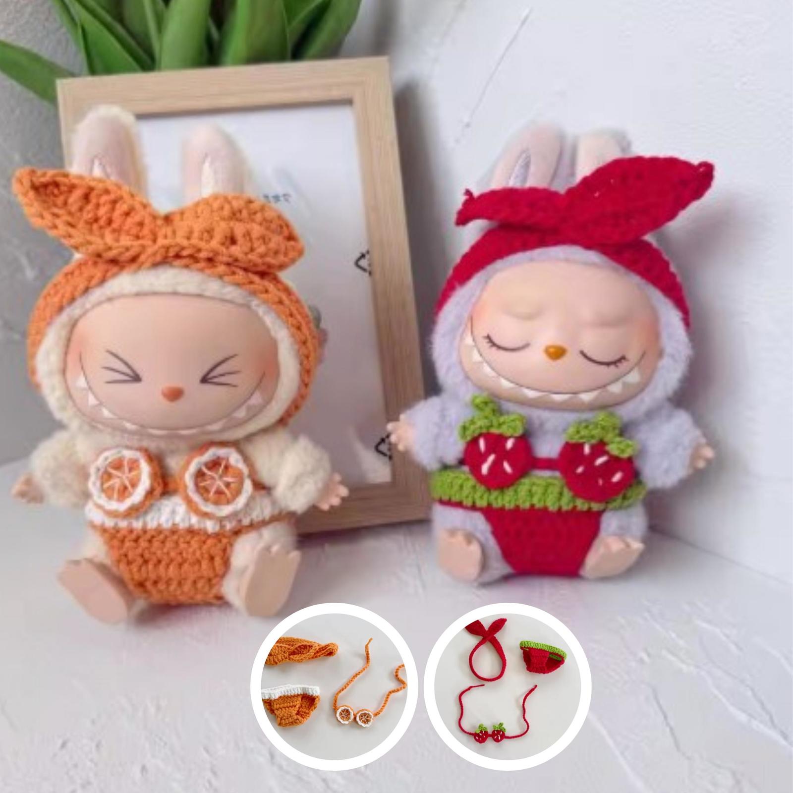 Cute Crochet Bikini Set for Labubu, Handmade Crochet Fashion Set Labubu,... - $20.90