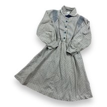 Vintage Dress Girl&#39;s 7 Smocked Ditzy Plaid Peter Pan Collar Cottagecore ... - £23.29 GBP