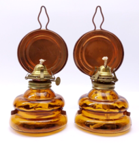 Vintage Miniature Amber Glass Patio Lamps Lantern Made in Japan Lot x2 - $13.66