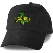 ARMY RANGER ALLIGATOR  EMBROIDERED MILITARY BLACK HAT CAP - £31.97 GBP