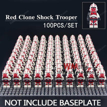 100pcs/set Red Clone Shock Troopers Star Wars Mini Figures Building Blocks Kids - £230.36 GBP