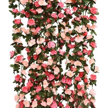 5Pcs 41Ft Flower Garland Fake Rose Vine Artificial Flowers Hanging Rose Ivy Hang - £28.85 GBP
