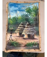 Vintage 1970s African Village Original Oil Painting Kenya Uganda Signed ... - $7,472.63 MXN