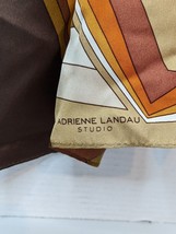 Silk Scarf Adrienne Landau Studio Color Block Brown Red Gold Rectangular Paisley - £18.45 GBP