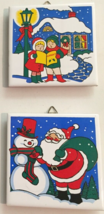 Ceramic Trivet tile Christmas theme one with Santa &amp; snowman, other one carolers - £5.19 GBP