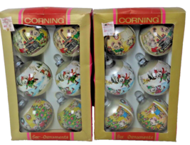 Corning 6 Pack Christmas Mice Glass Tree Ornaments 1960&#39;s Original - 2 Boxes/st1 - £31.68 GBP