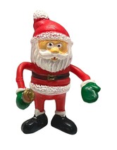Santa Claus Bendable Christmas Vintage Rubber Collectible Figurine Bendy 2.75 In - £7.12 GBP