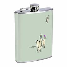 Llamas Hip Flask Stainless Steel 8 Oz Silver Drinking Whiskey Spirits Em1 - £7.86 GBP