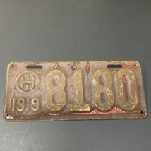 1919 Ohio License Plate Tag 8180 Antique Original Rusty Man Cave Hot Rod - $59.36