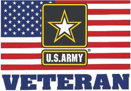 US Army Veteran with Flag -  Military Bumper Sticker  / Decal - £2.86 GBP