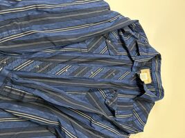 Wrangler Mens XL Pearl Snap Blue Silver Metallic Stripe Rodeo Western Shirt - €17,00 EUR