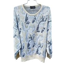 Vtg Pierre Cardin Mens Oversized Sweater Yellow Gray 1980s Cosby XL Acrylic - $39.60