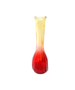  Amberina Glass Bud Vase 9 3/4&quot; Tall Orange Yellow Ombre Vintage Flowers - £12.39 GBP