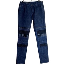 A | X Armani Exchange Mens Size 26 Biker Jeans Skater Cotton Leather Wool Embroi - £35.63 GBP