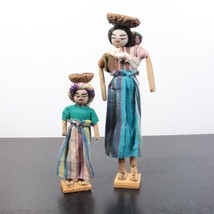 2pc African Handmade Cloth Rolled Paper Traditional Folk Native Mom &amp; Kids Dolls - £12.75 GBP