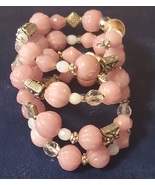 Pink India Glass Furnace Beads with Metal Beads on Memory Wire - $12.00