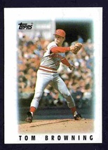 Cincinnati Reds Tom Browning 1986 Topps Mini League Leader Baseball Card #40 nm - £0.39 GBP