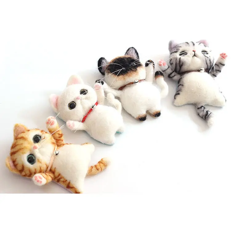 New Poke Wool Felt Handmade DIY Doll Cartoon Cute Brooch Cats Material Kit Plush - £10.48 GBP