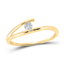 14k Yellow Gold Womens Round Diamond Solitaire Promise Ring 1/10 Cttw - £252.91 GBP