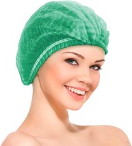 100 Mob Caps 21 Hair Caps with elastic stretch Band Polypropylene Hats Green - £18.69 GBP