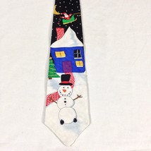 Lord &amp; Taylor Metropolitan 100% Silk Snowman Christmas Tie 57&quot;inches - £12.16 GBP